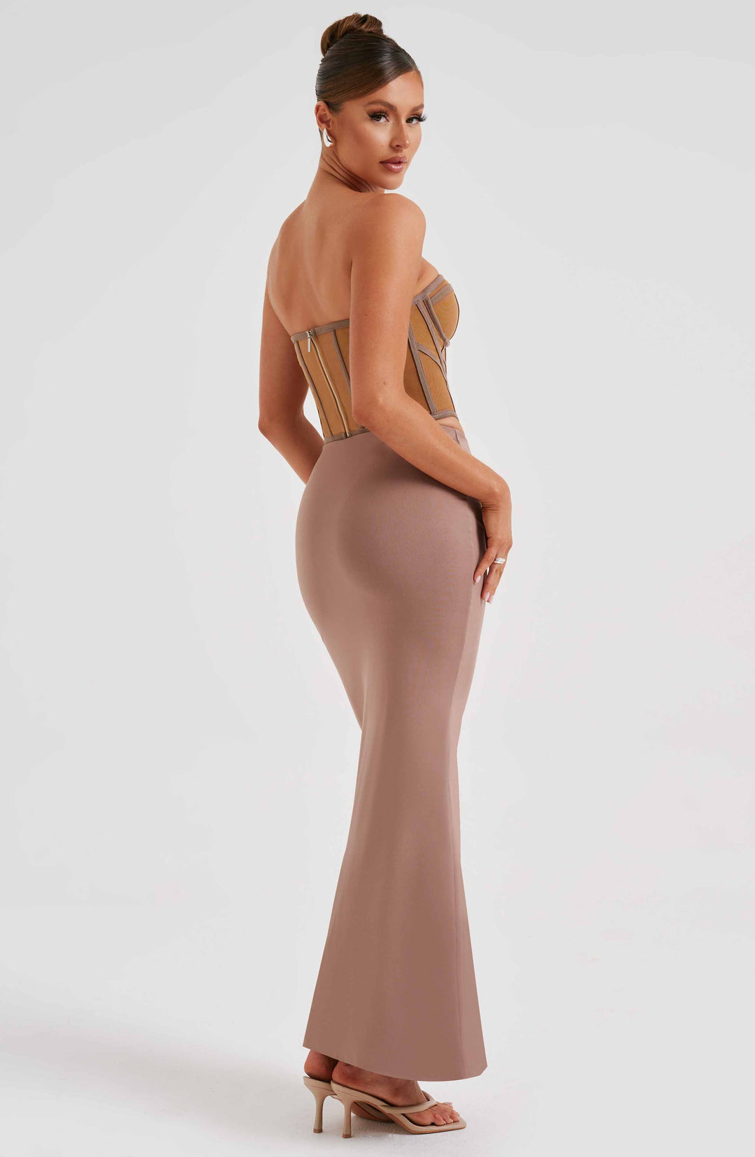 Coraora Maxi Skirt in Chocolate by Clandour, product photo 5