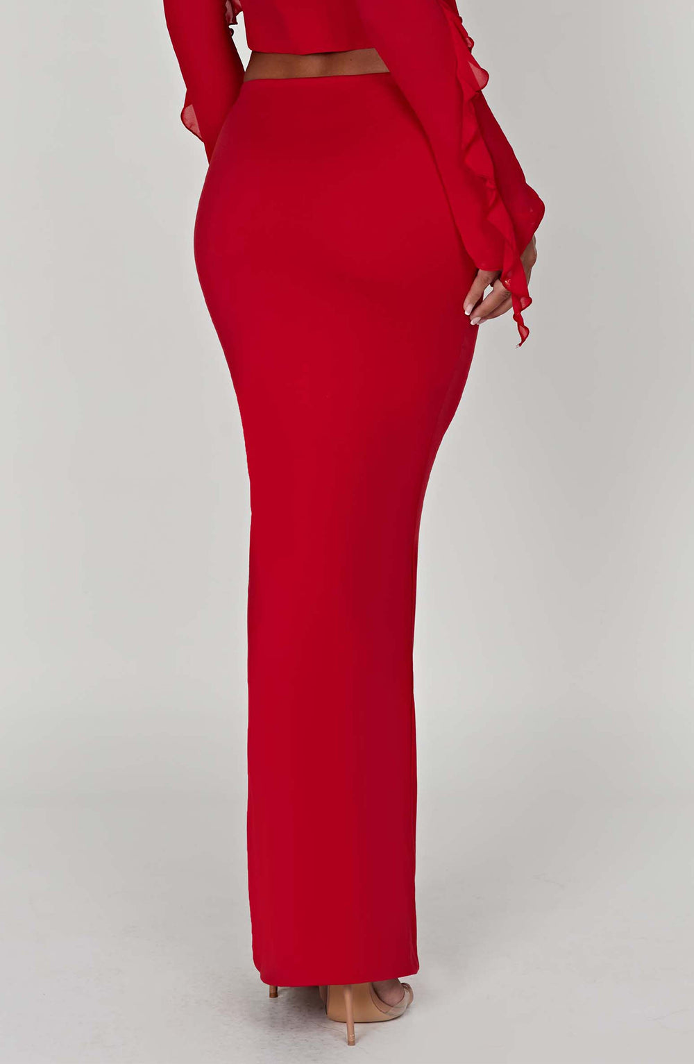 Coraora Maxi Skirt in Red by Clandour, product photo 2