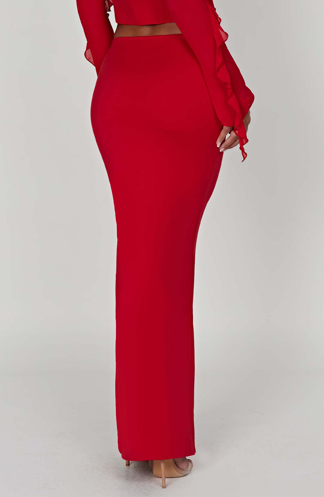 Coraora Maxi Skirt in Red by Clandour, product photo 2