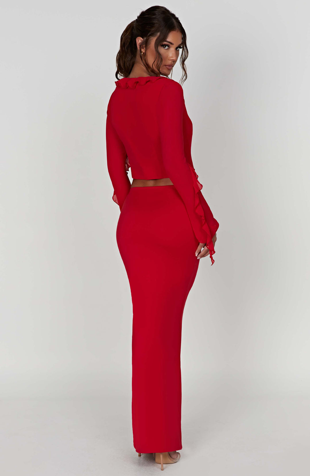 Coraora Maxi Skirt in Red by Clandour, product photo 4