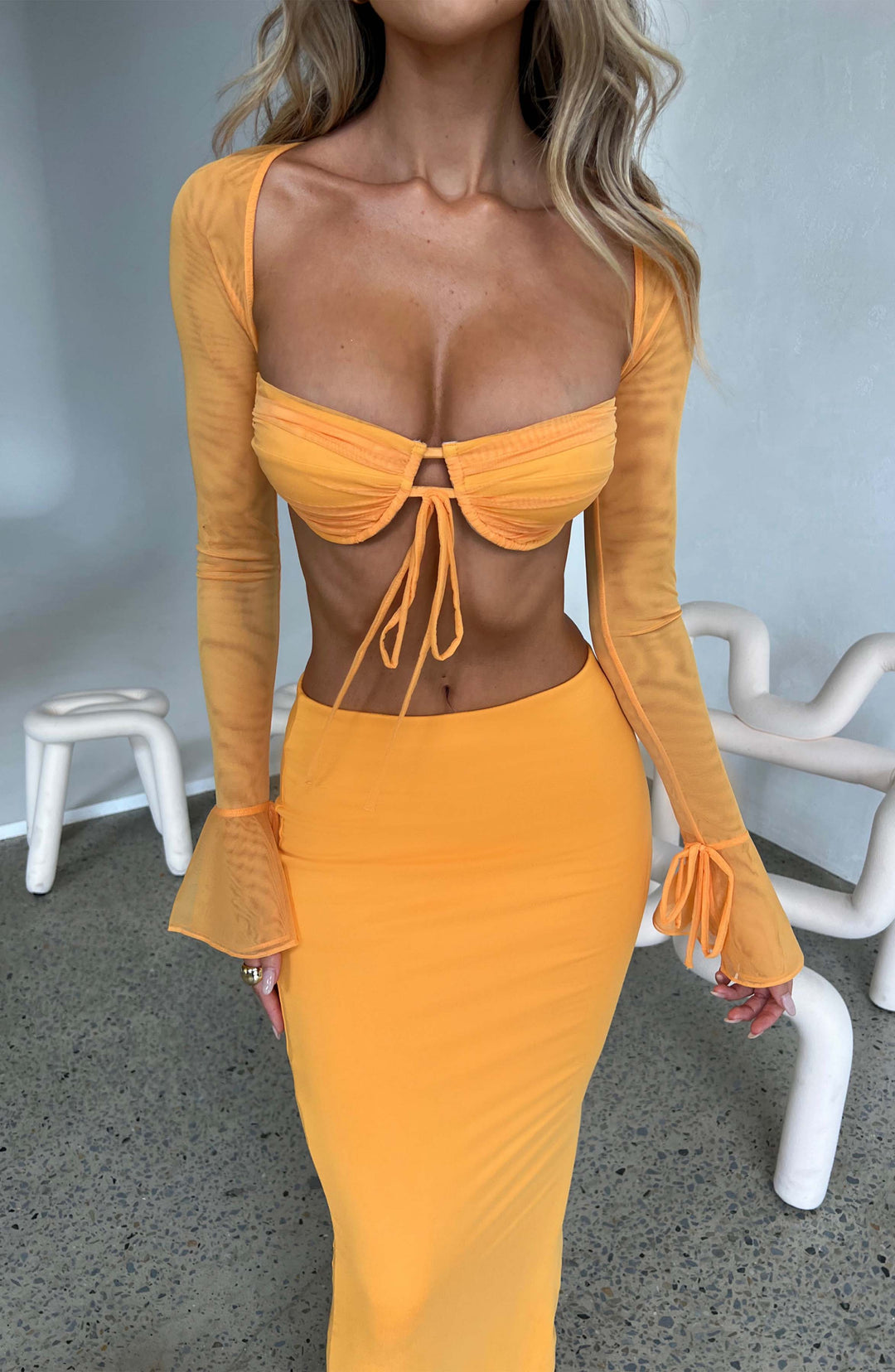 Coraora Maxi Skirt in Tangerine by Clandour, product photo 3