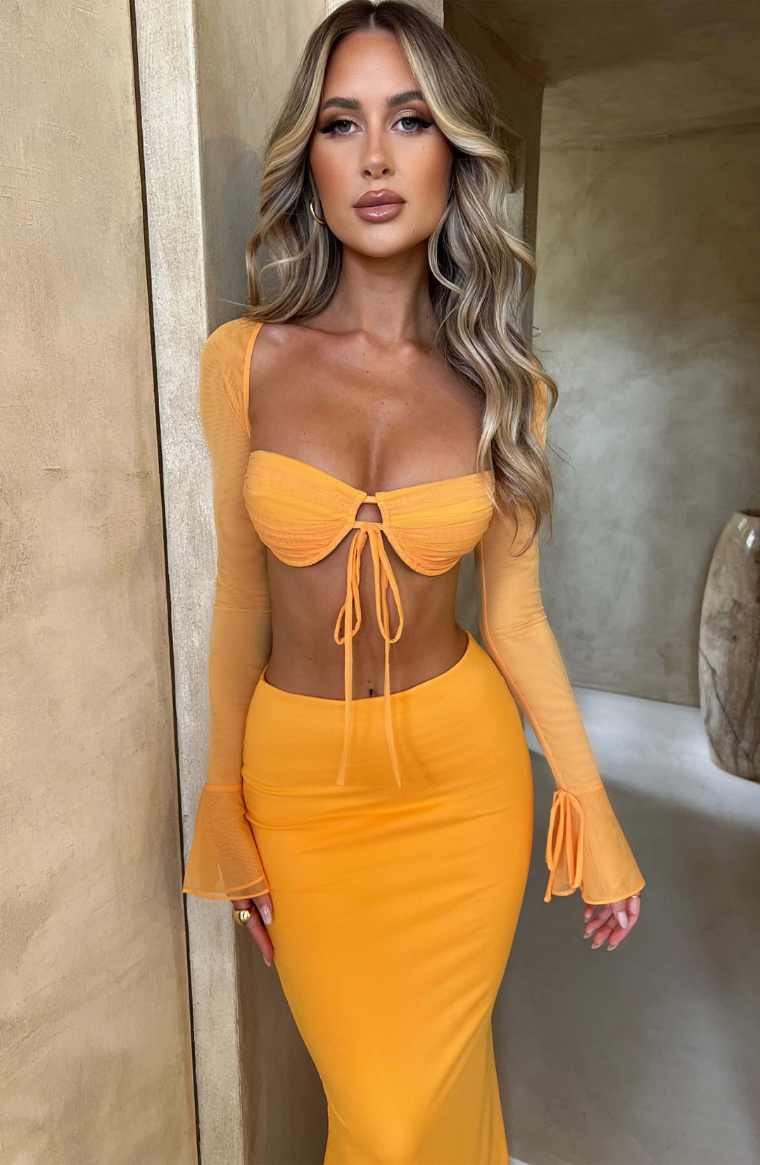 Coraora Maxi Skirt in Tangerine by Clandour, product photo 4
