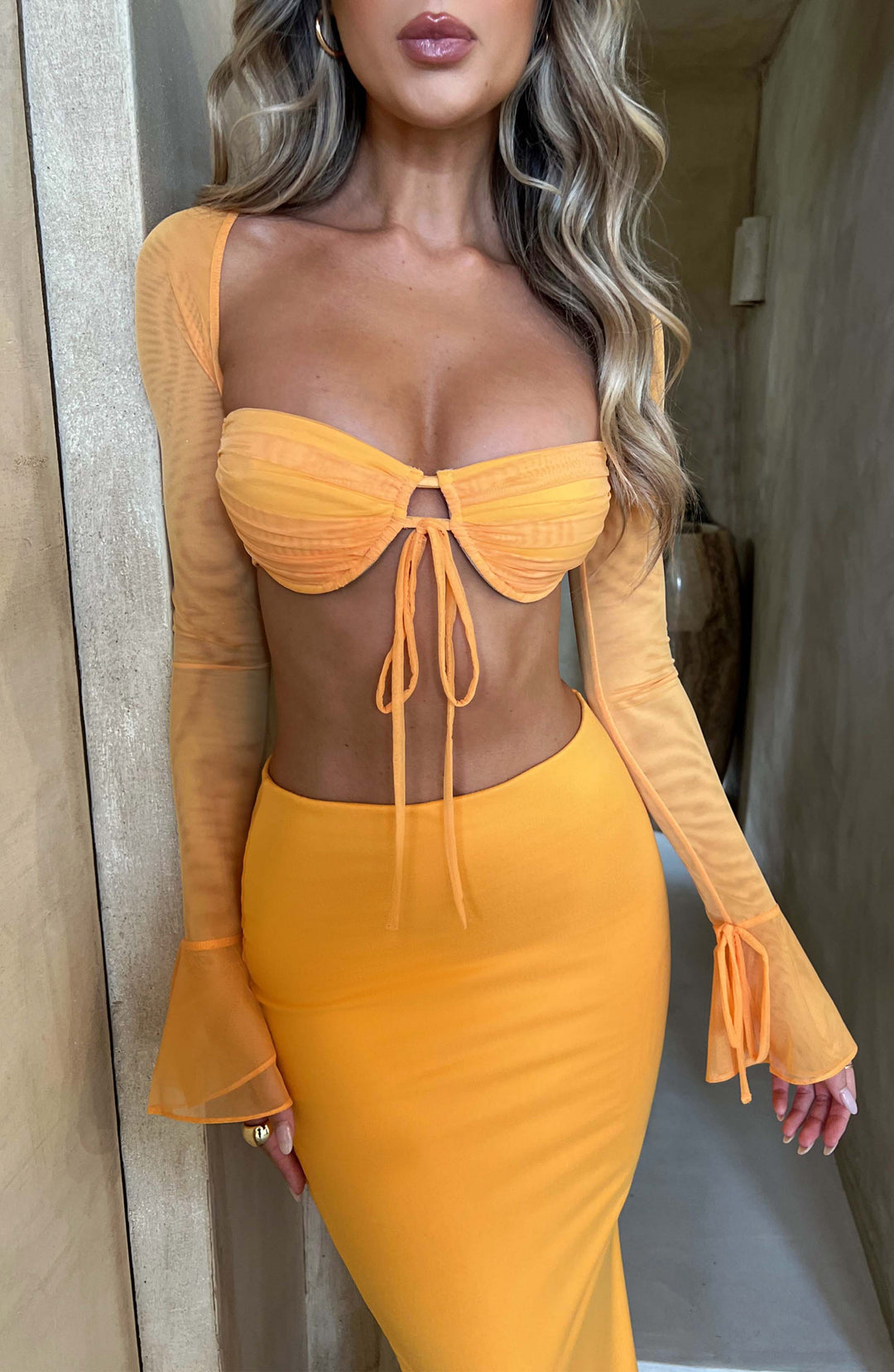 Coraora Maxi Skirt in Tangerine by Clandour, product photo 5