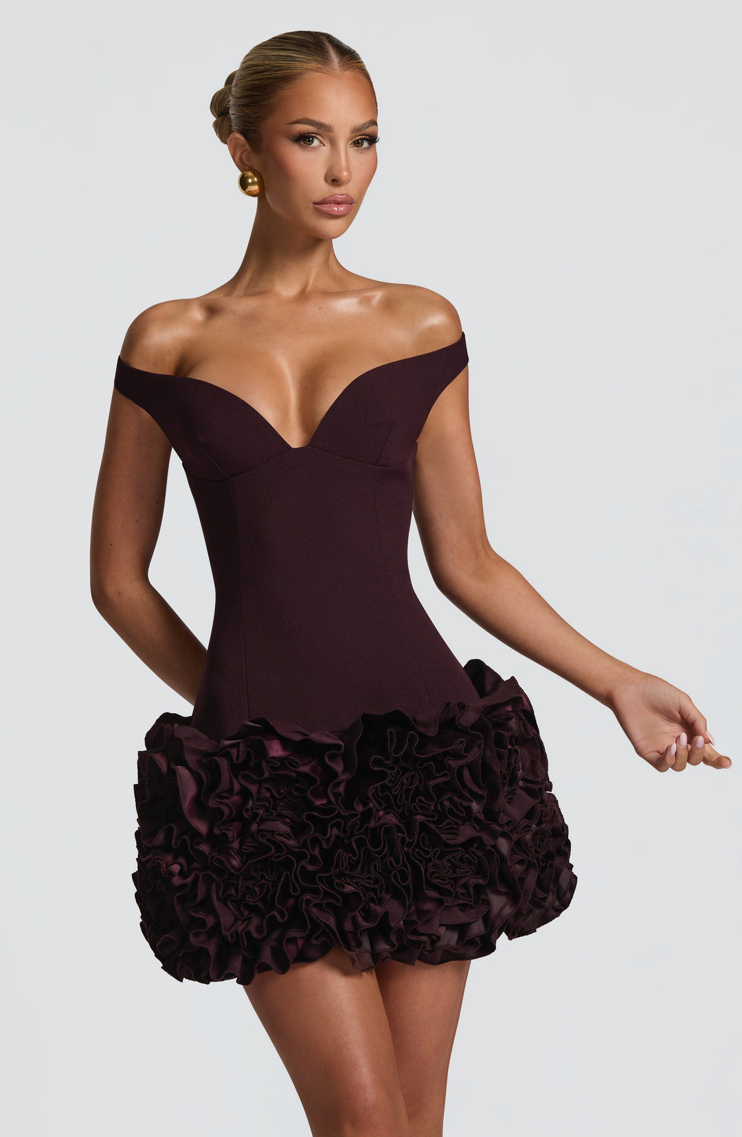 Coraoria Mini Dress in Plum by Clandour, product photo 1