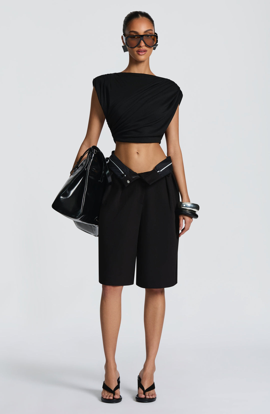 Corari Bermuda Shorts in Black by Clandour, product photo 3