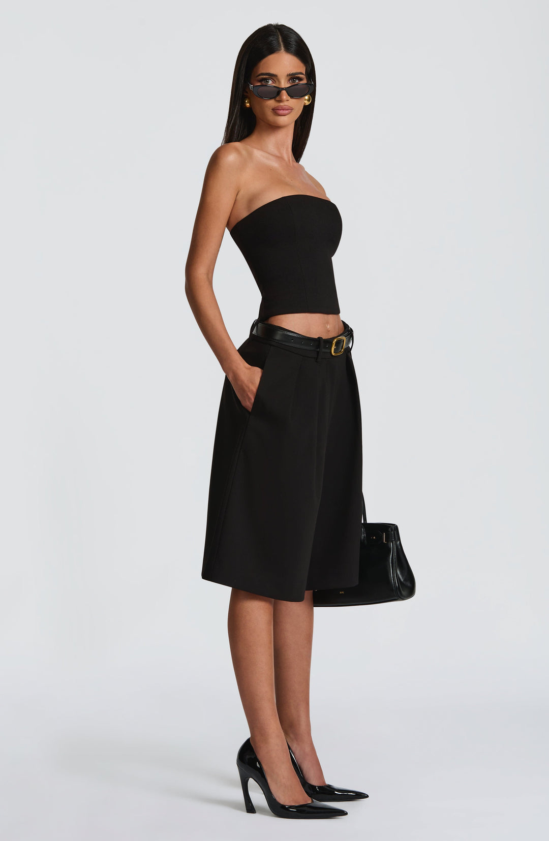 Corari Bermuda Shorts in Black by Clandour, product photo 11