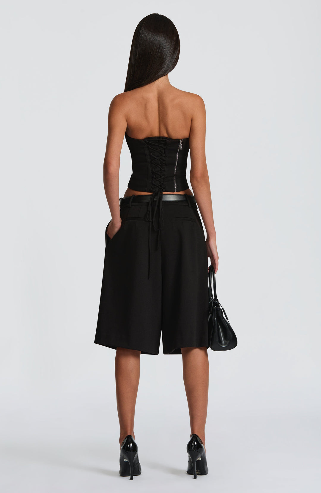 Corari Bermuda Shorts in Black by Clandour, product photo 14