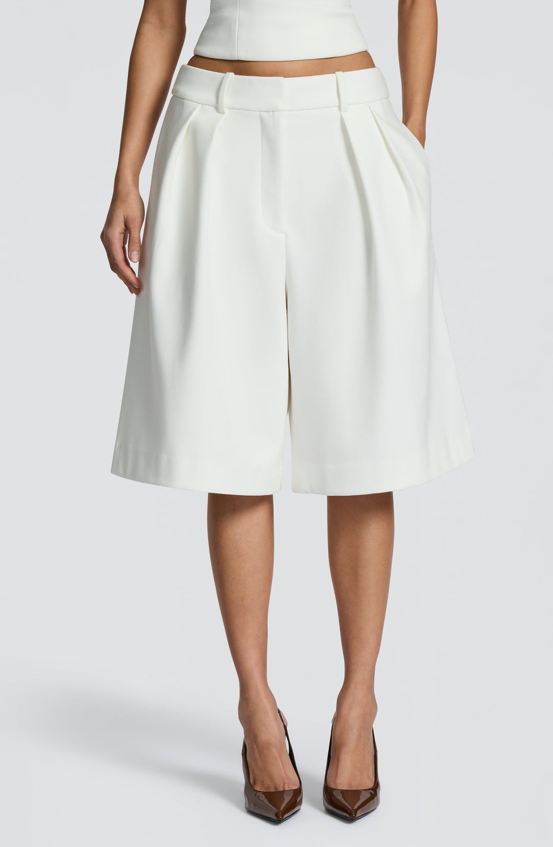 Corari Bermuda Shorts in Ivory by Clandour, product photo 3