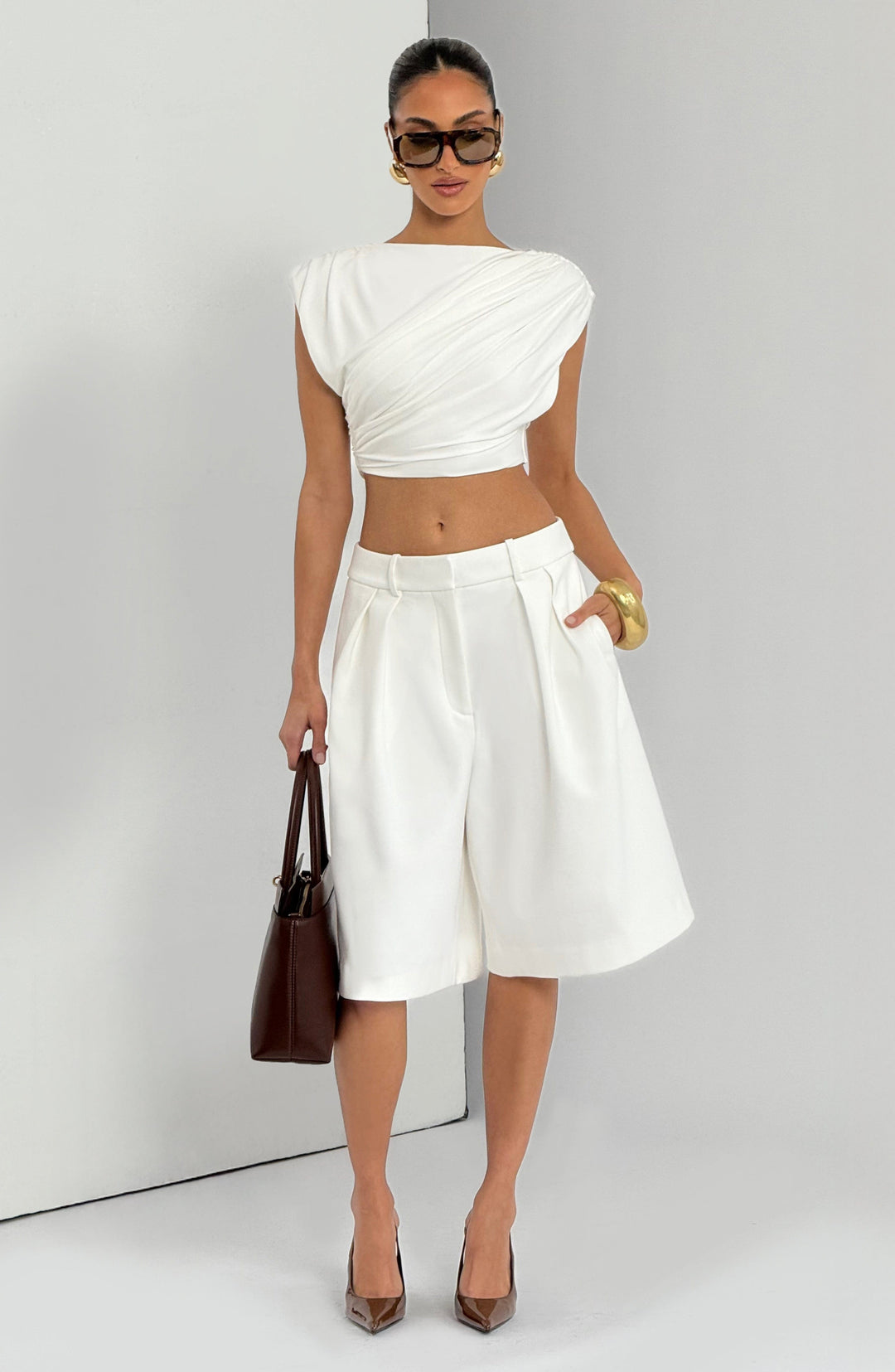 Corari Bermuda Shorts in Ivory by Clandour, product photo 7