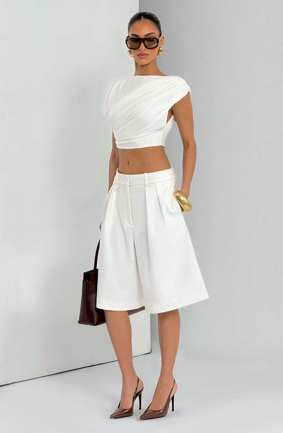 Corari Bermuda Shorts in Ivory by Clandour, product photo 8