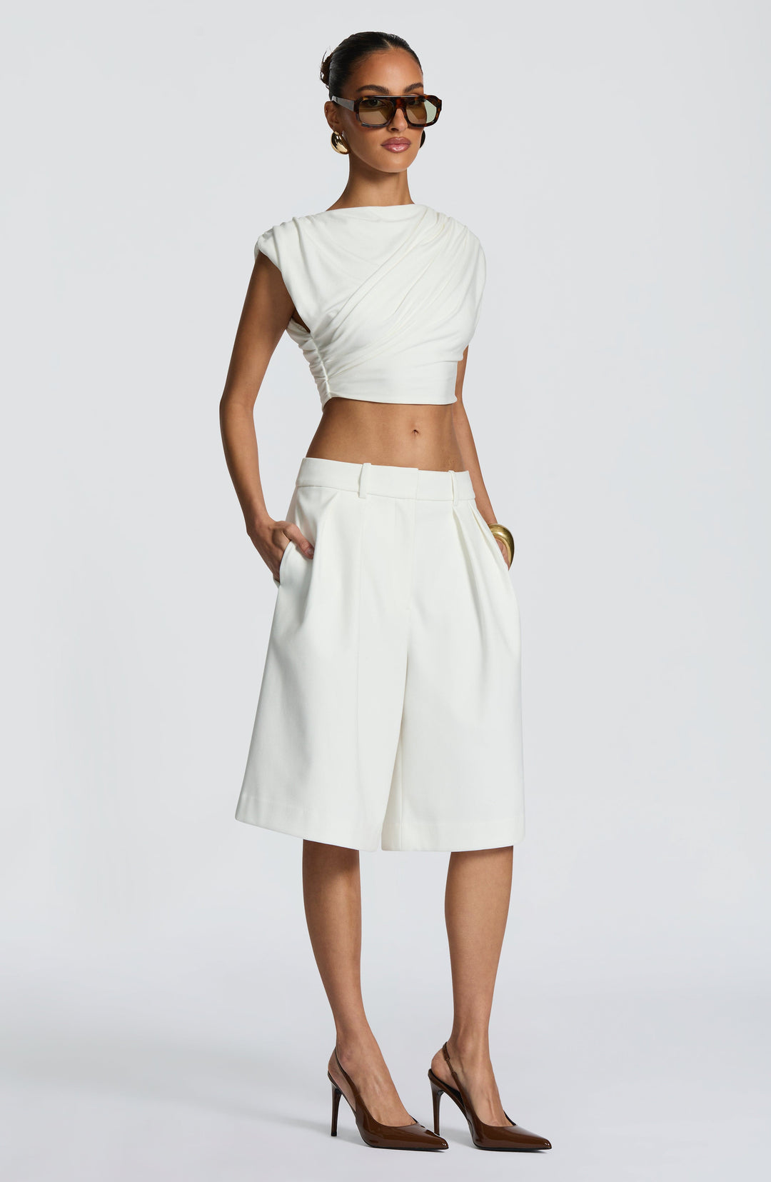 Corari Bermuda Shorts in Ivory by Clandour, product photo 10