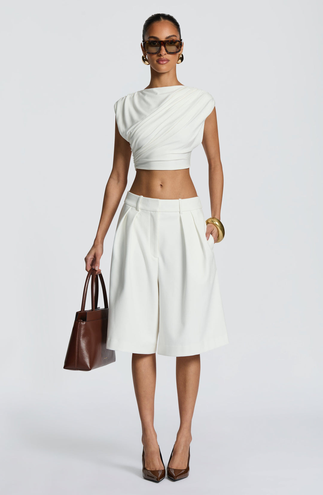 Corari Bermuda Shorts in Ivory by Clandour, product photo 13