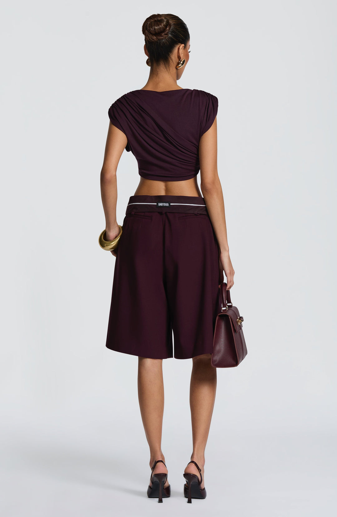 Corari Bermuda Shorts in Plum by Clandour, product photo 5