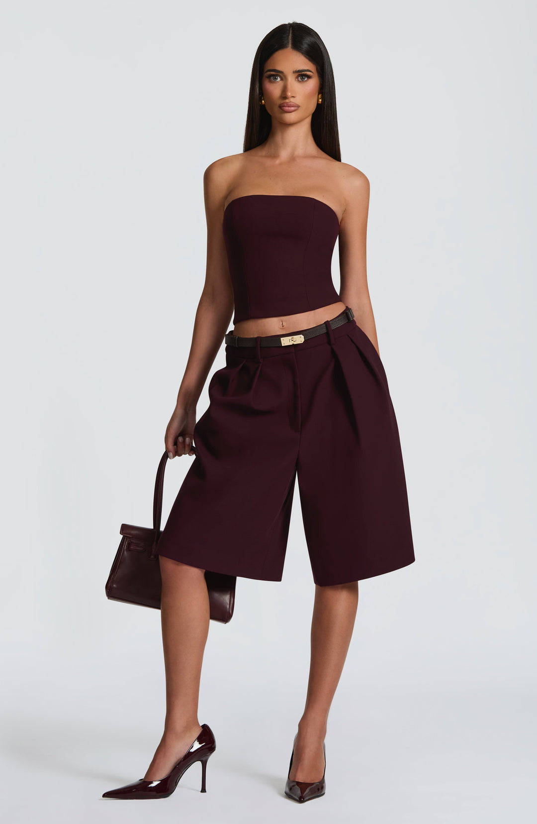 Corari Bermuda Shorts in Plum by Clandour, product photo 7
