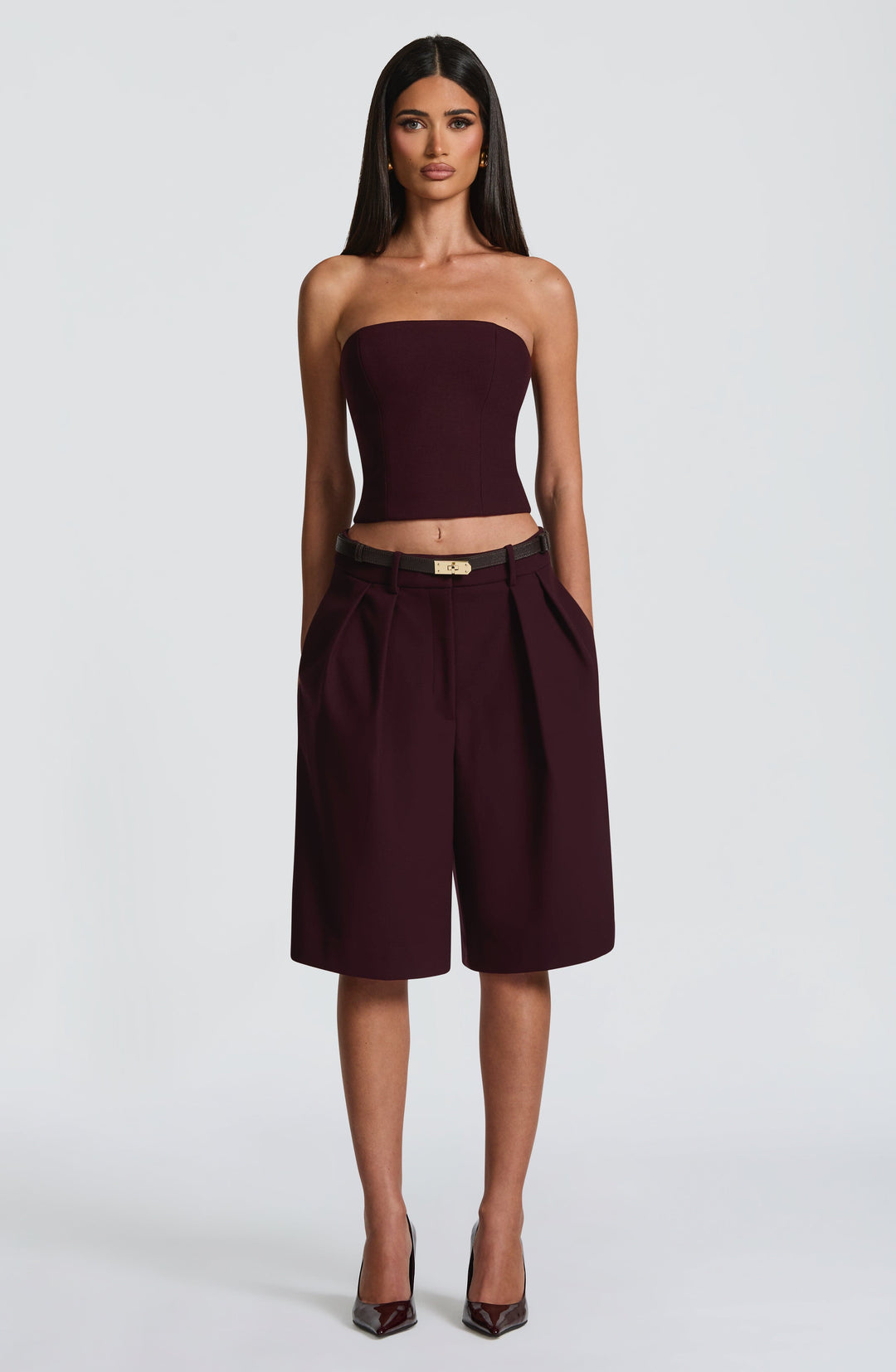 Corari Bermuda Shorts in Plum by Clandour, product photo 8