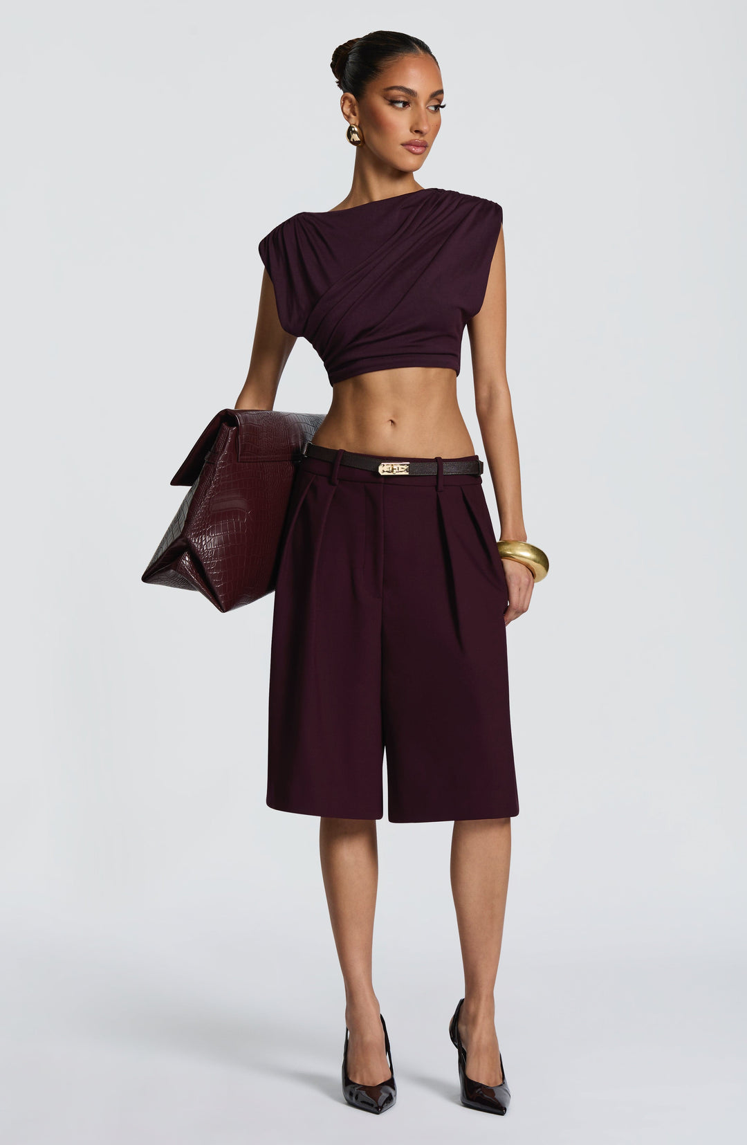 Corari Bermuda Shorts in Plum by Clandour, product photo 10