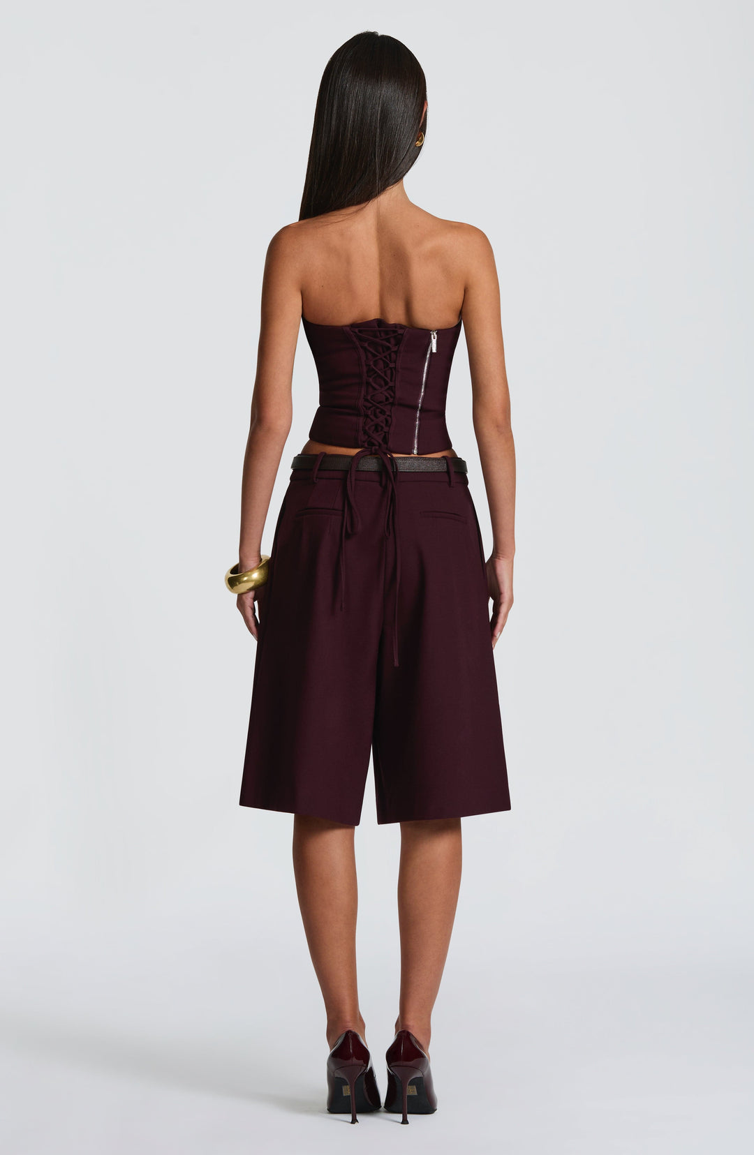 Corari Bermuda Shorts in Plum by Clandour, product photo 11