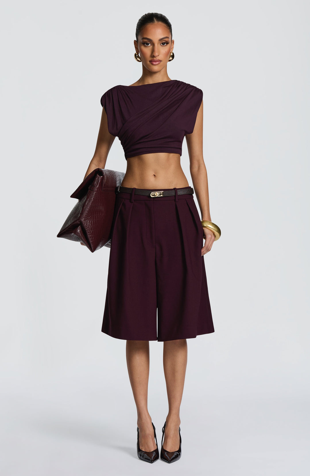 Corari Bermuda Shorts in Plum by Clandour, product photo 12