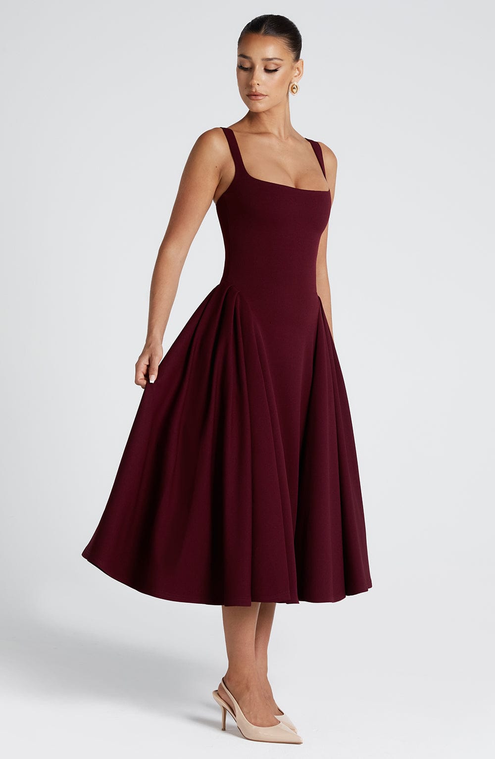 Daliaelle Midi Dress in Cherry Lacquer by Clandour, product photo 4