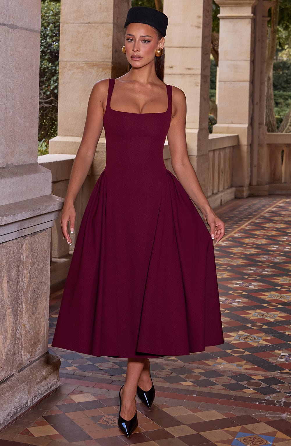Daliaelle Midi Dress in Cherry Lacquer by Clandour, product photo 5