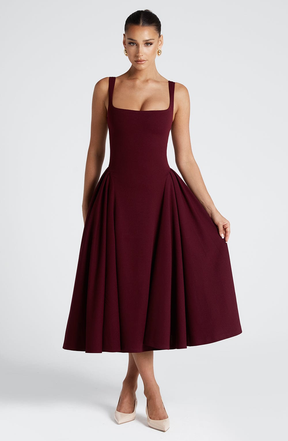 Daliaelle Midi Dress in Cherry Lacquer by Clandour, product photo 7