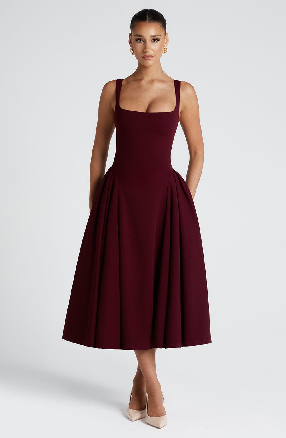 Daliaelle Midi Dress in Cherry Lacquer by Clandour, product photo 9