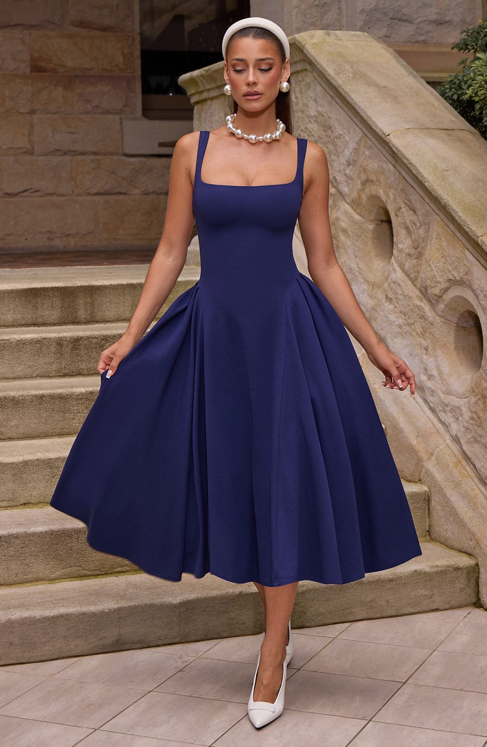 Daliaelle Midi Dress in Navy by Clandour, product photo 1