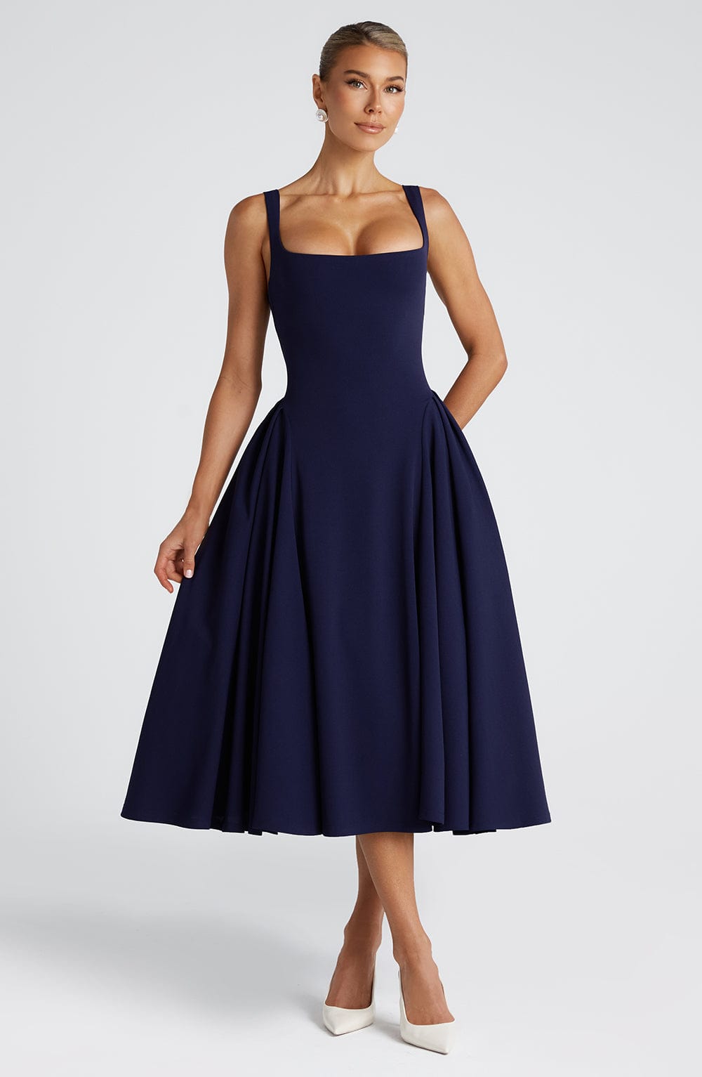 Daliaelle Midi Dress in Navy by Clandour, product photo 5