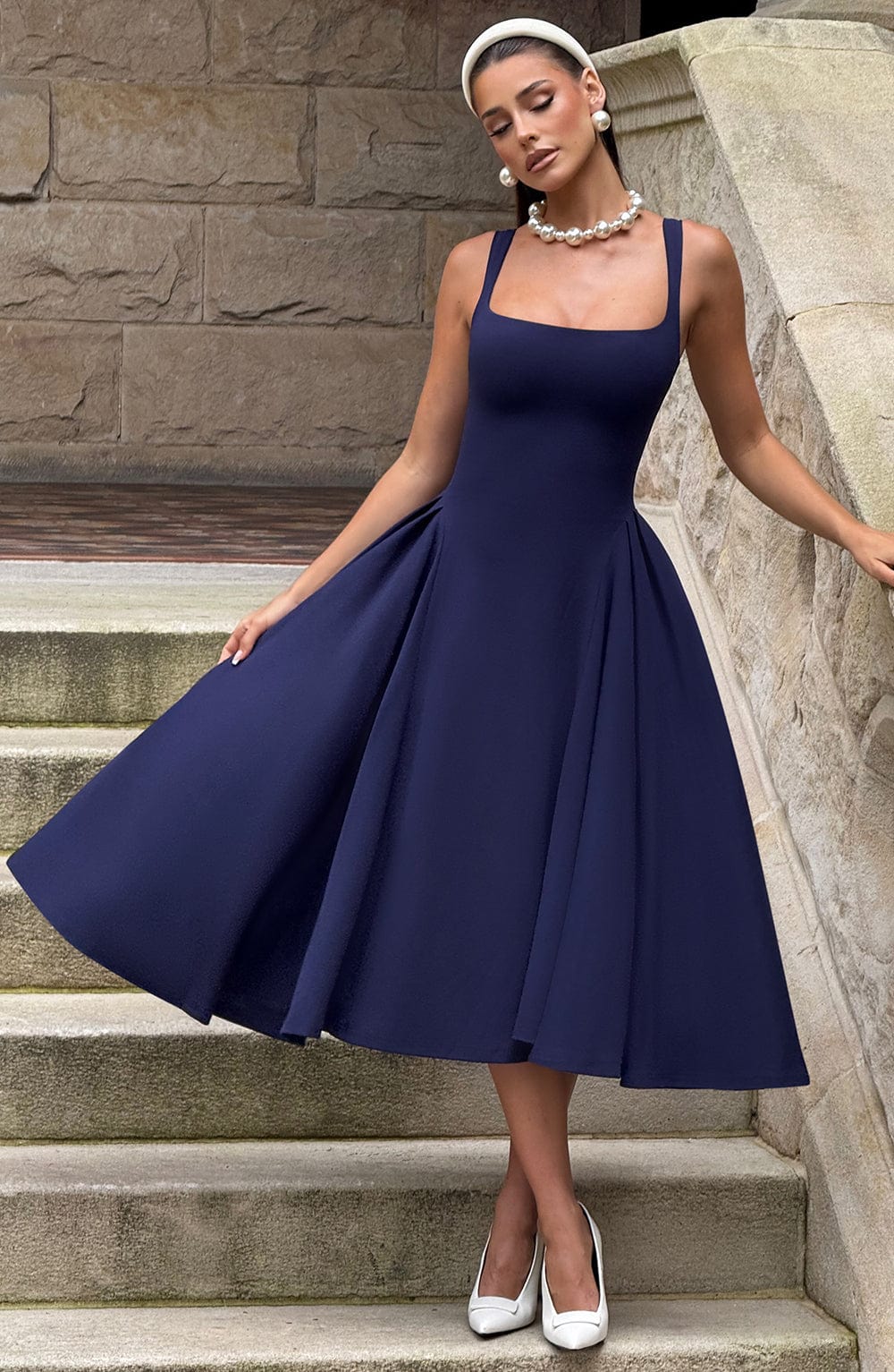 Daliaelle Midi Dress in Navy by Clandour, product photo 7
