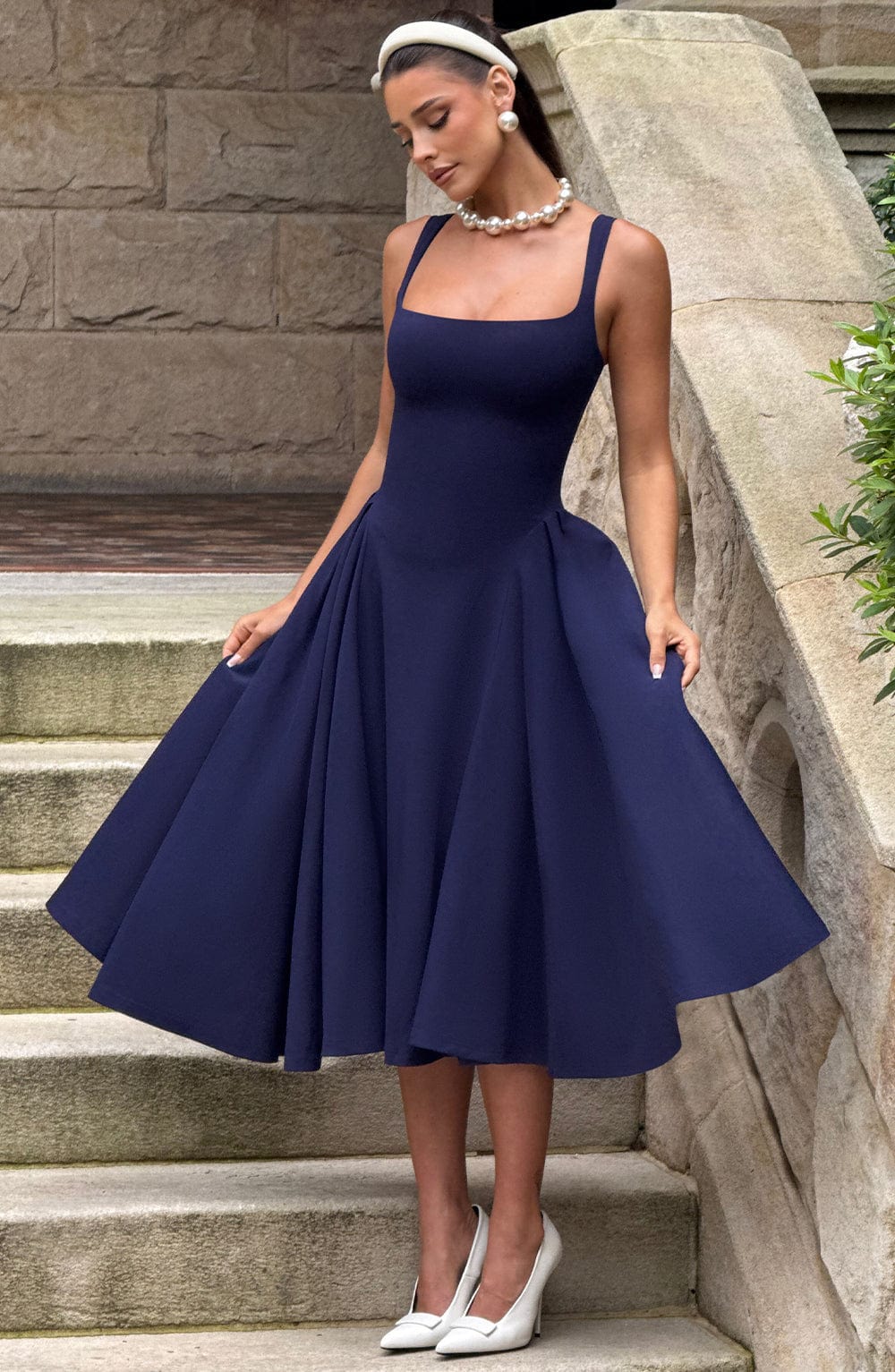 Daliaelle Midi Dress in Navy by Clandour, product photo 8