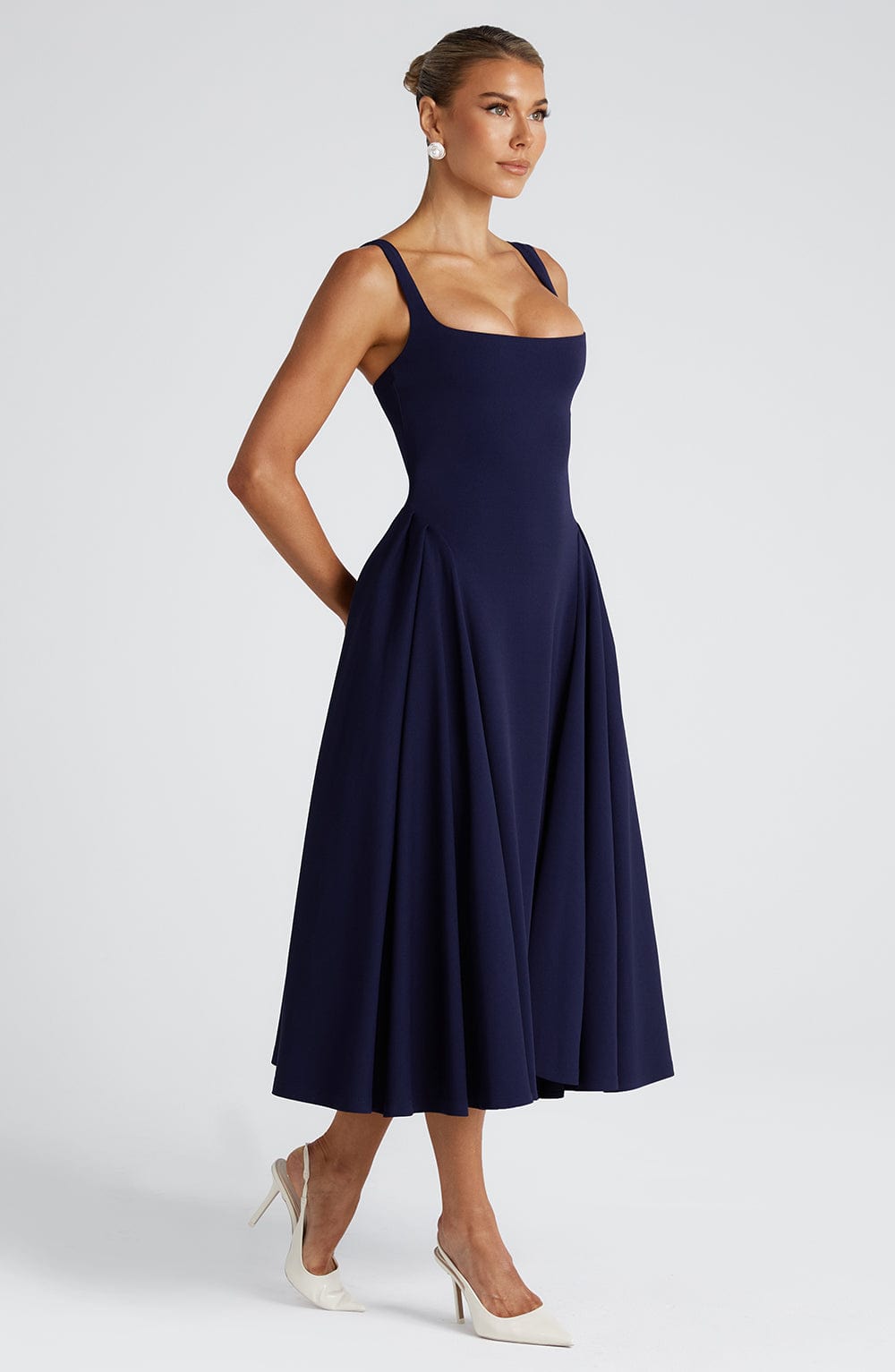 Daliaelle Midi Dress in Navy by Clandour, product photo 9