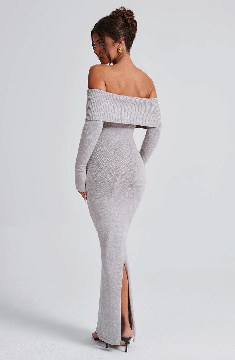 Daliaia Knit Maxi Dress in Light Grey Marl by Clandour, product photo 6
