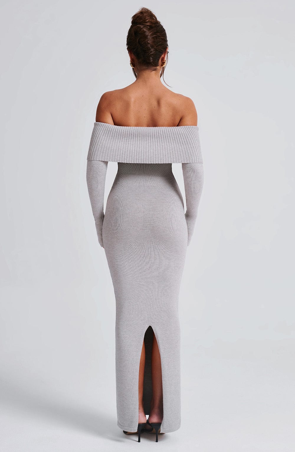 Daliaia Knit Maxi Dress in Light Grey Marl by Clandour, product photo 10