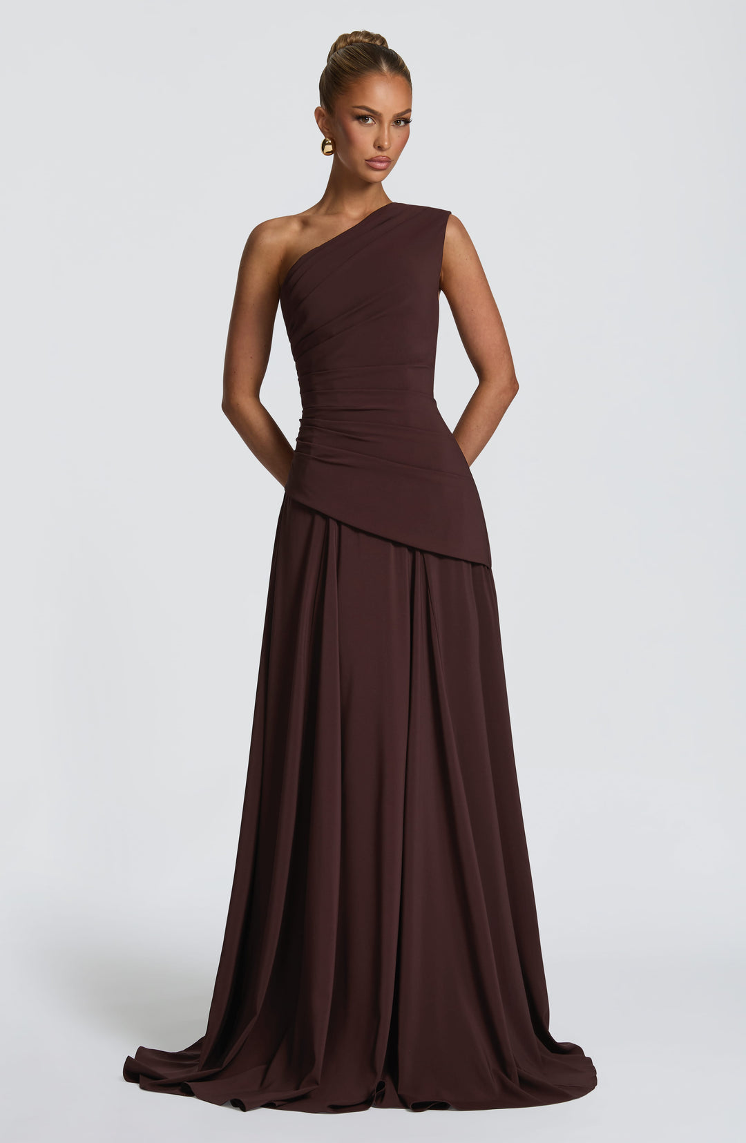 Daliaina Maxi Dress in Plum Brown by Clandour, product photo 1