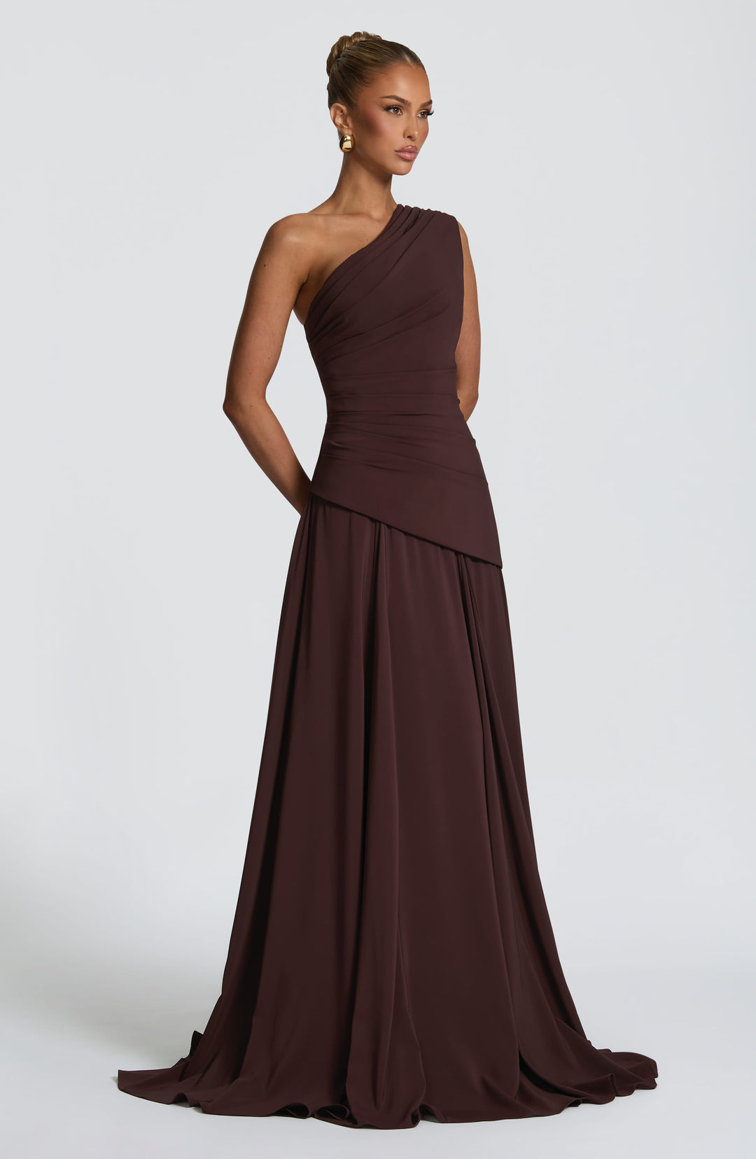 Daliaina Maxi Dress in Plum Brown by Clandour, product photo 3