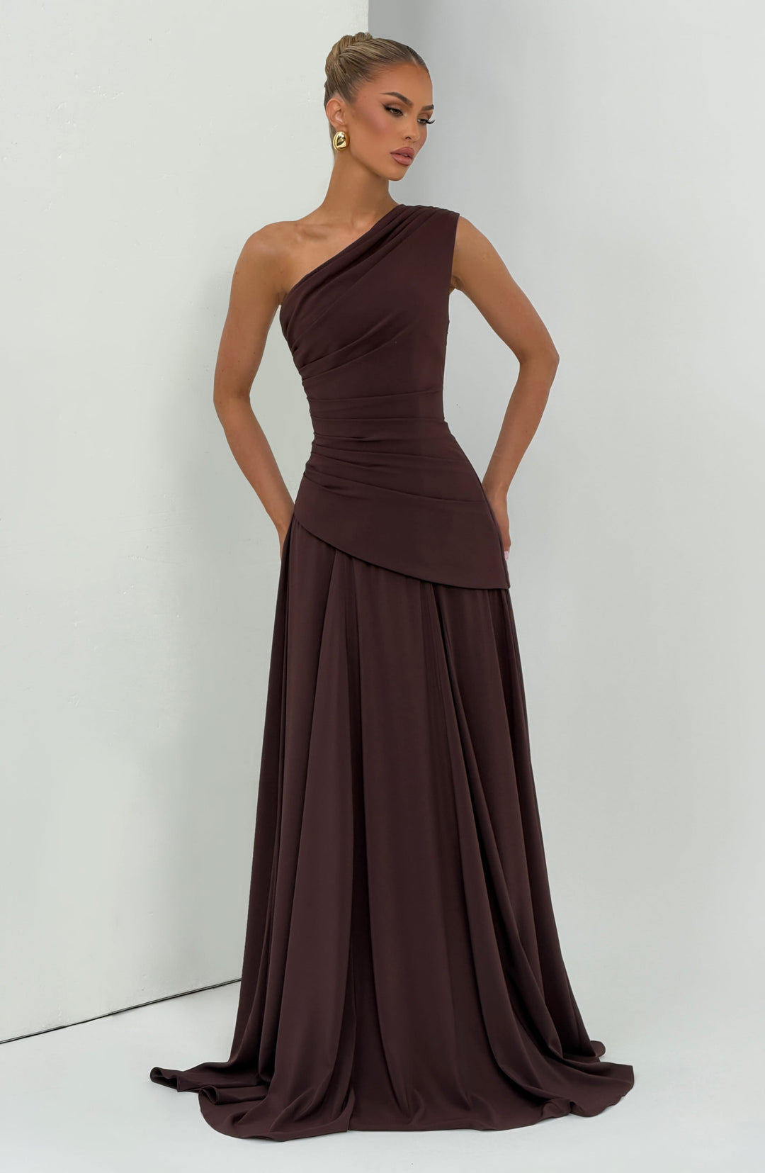 Daliaina Maxi Dress in Plum Brown by Clandour, product photo 10