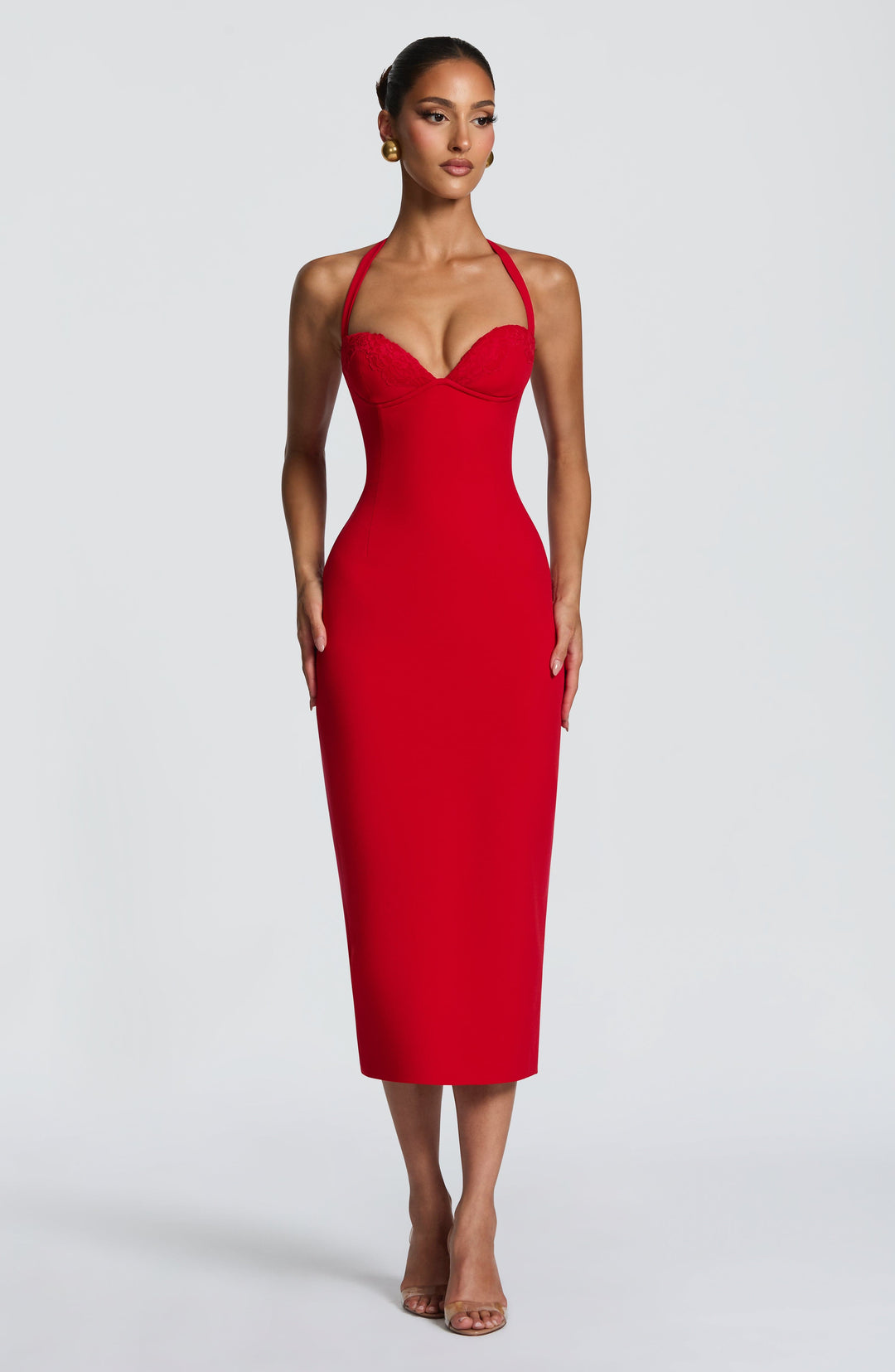 Dalialise Midi Dress in Red by Clandour, product photo 1