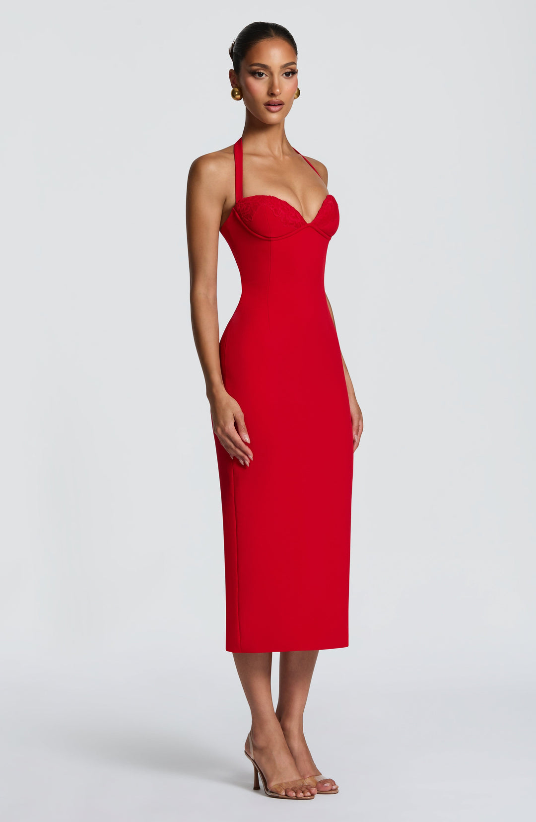Dalialise Midi Dress in Red by Clandour, product photo 5