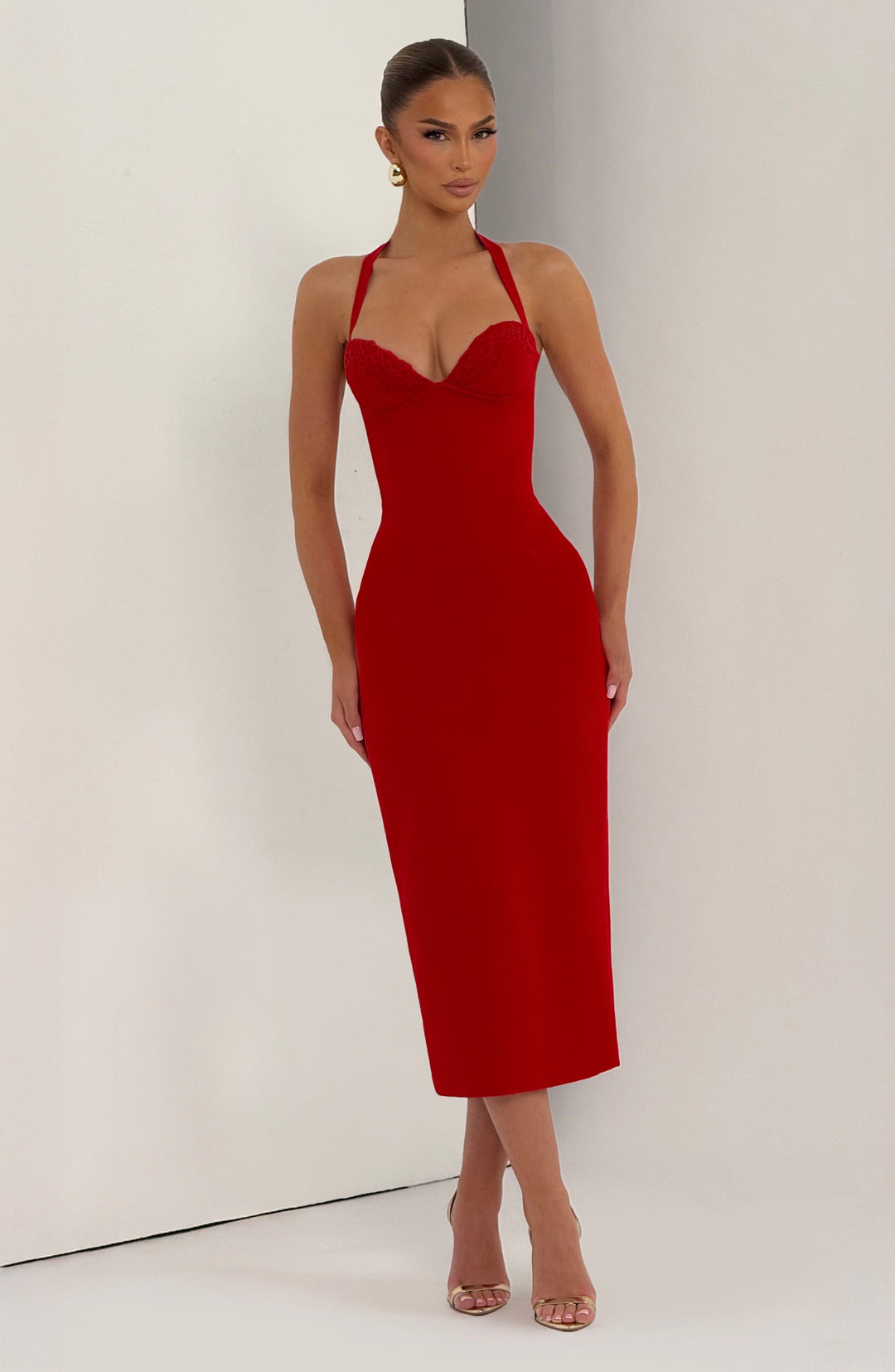 Dalialise Midi Dress in Red by Clandour, product photo 7