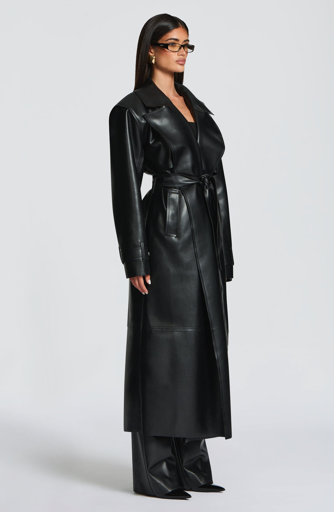 Dalianna Trench Coat in Black by Clandour, product photo 6