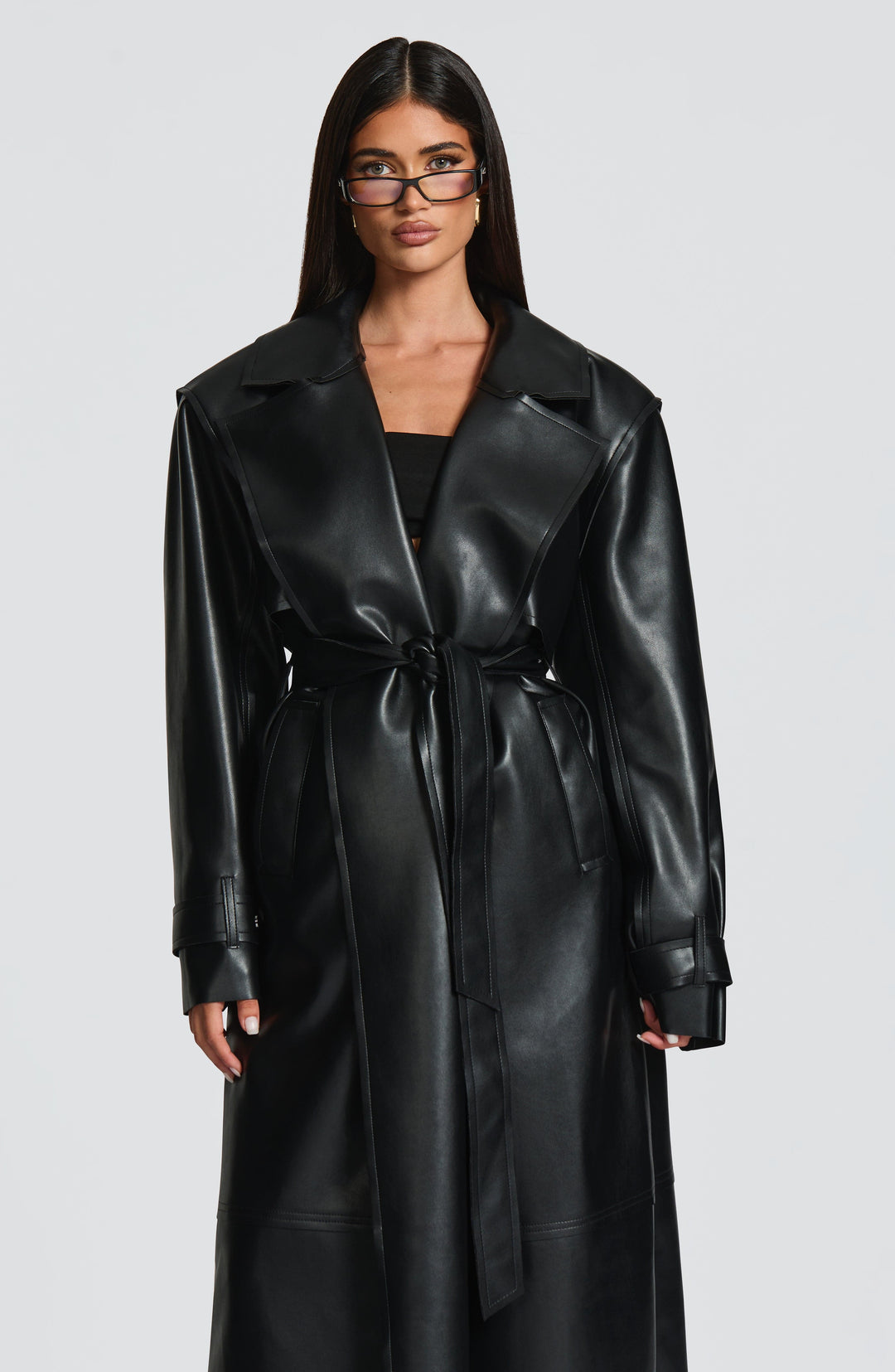Dalianna Trench Coat in Black by Clandour, product photo 7