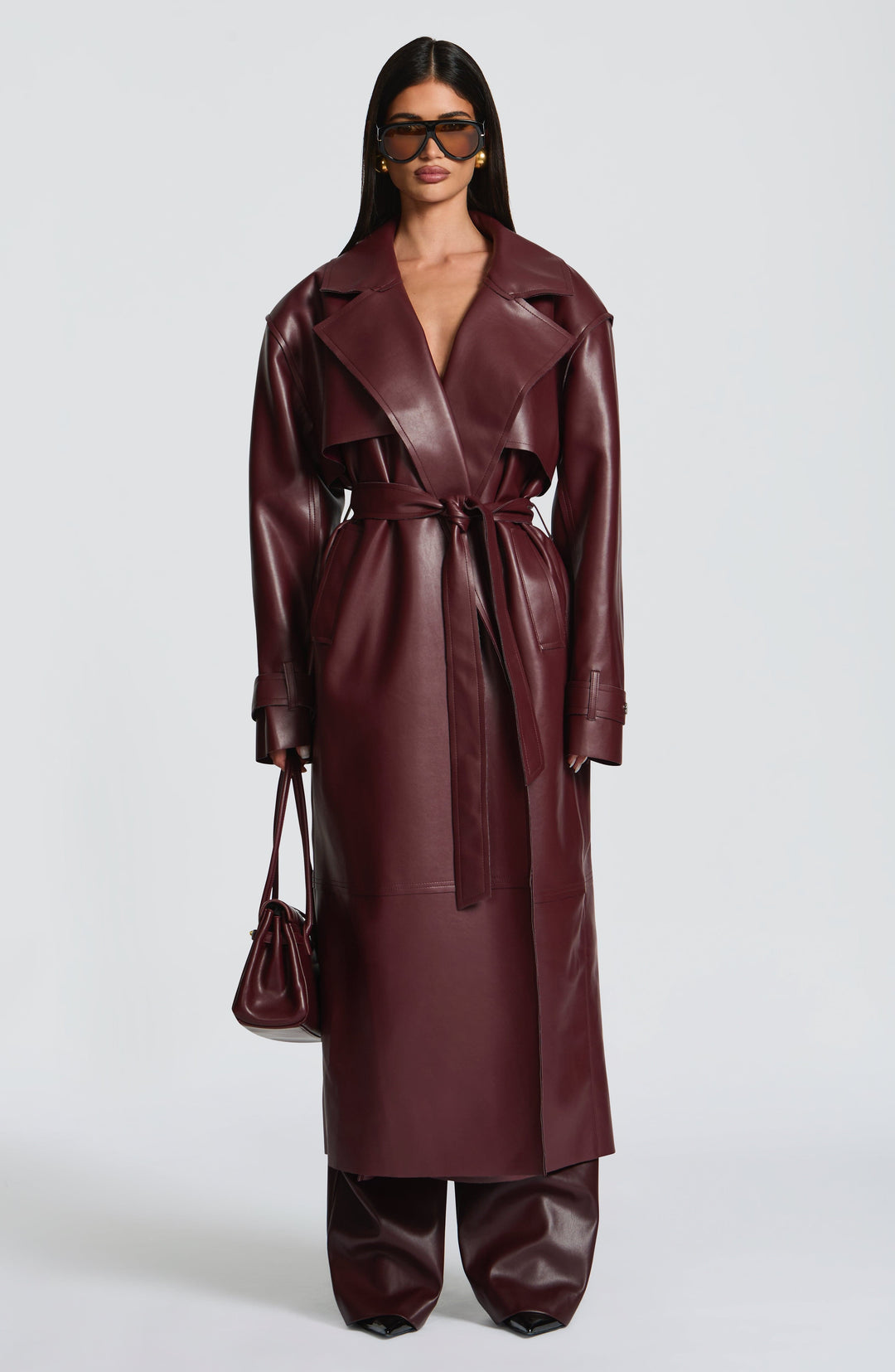 Dalianna Trench Coat in Plum by Clandour, product photo 1