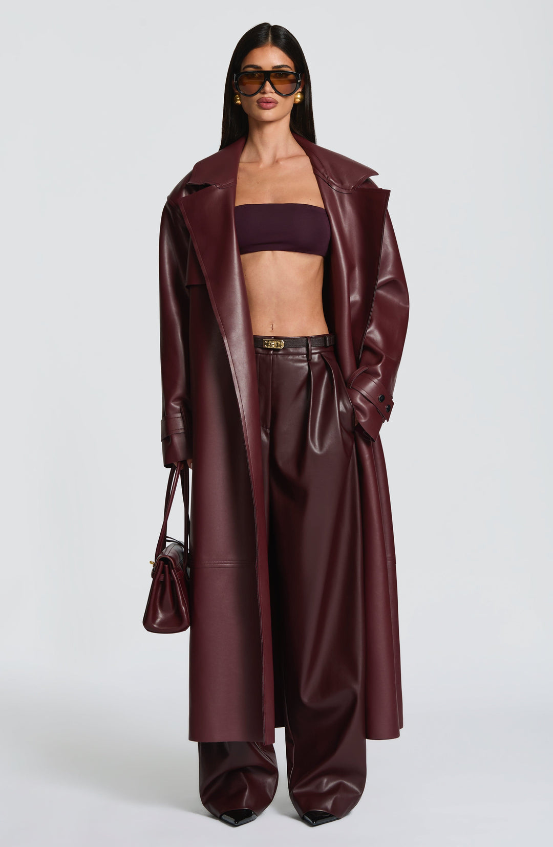 Dalianna Trench Coat in Plum by Clandour, product photo 2
