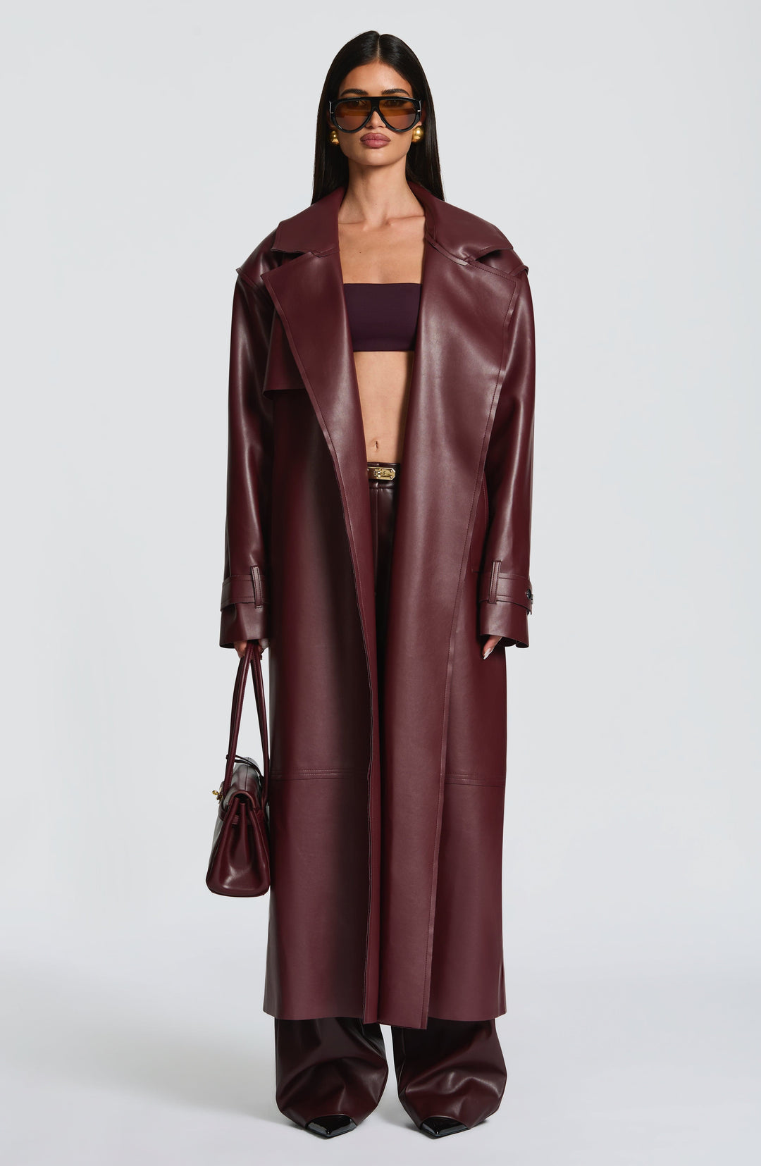 Dalianna Trench Coat in Plum by Clandour, product photo 5
