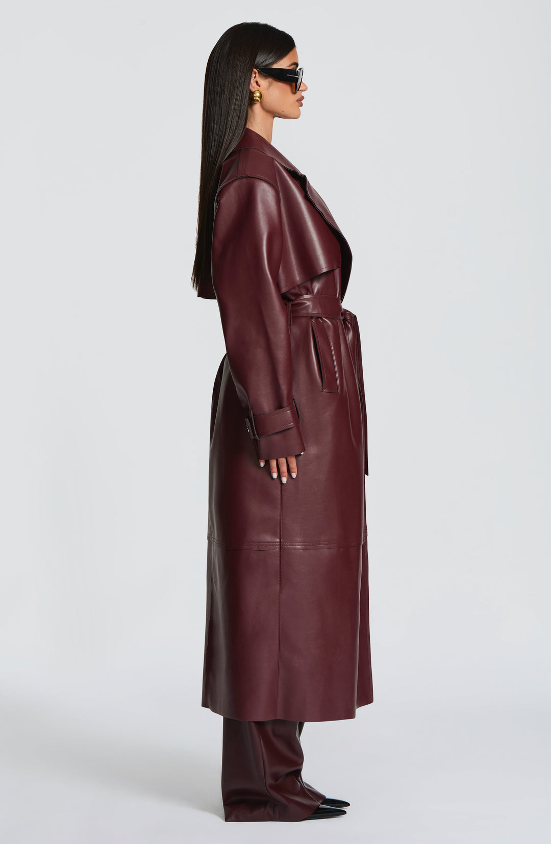 Dalianna Trench Coat in Plum by Clandour, product photo 6