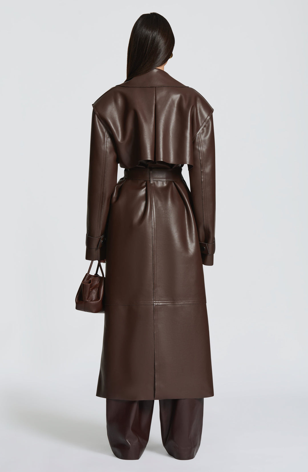 Dalianna Trench Coat in Plum Brown by Clandour, product photo 4