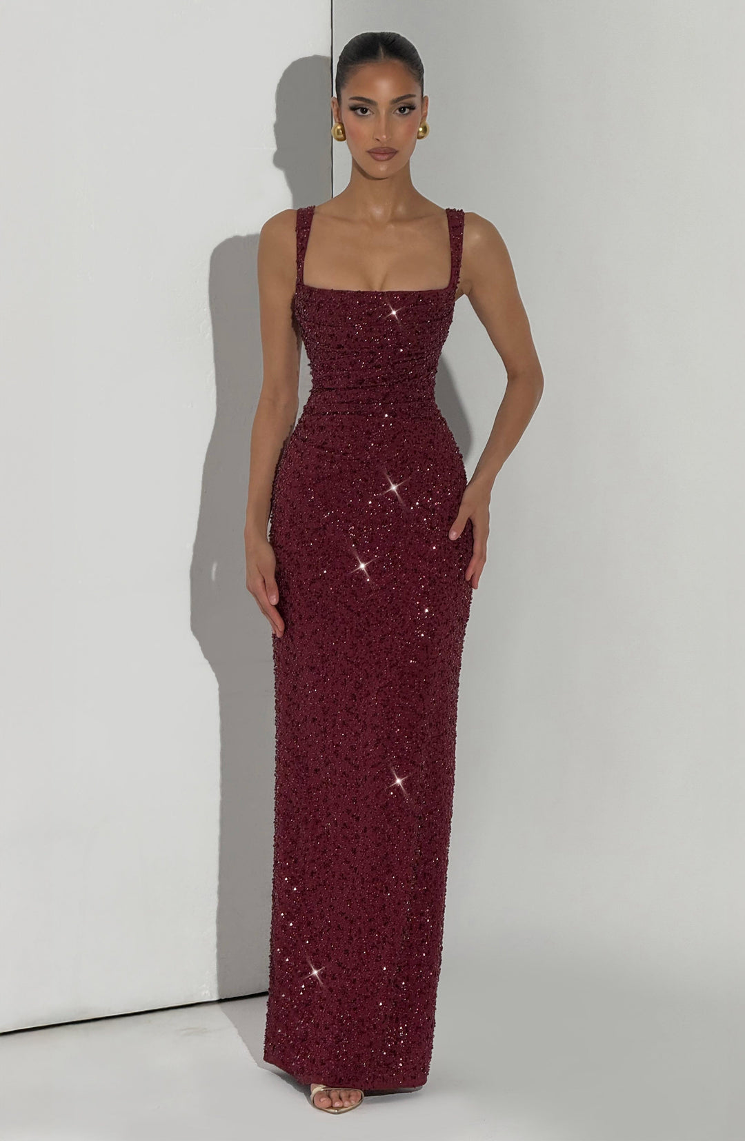 Daliayne Maxi Dress in Burgundy Sparkle by Clandour, product photo 6