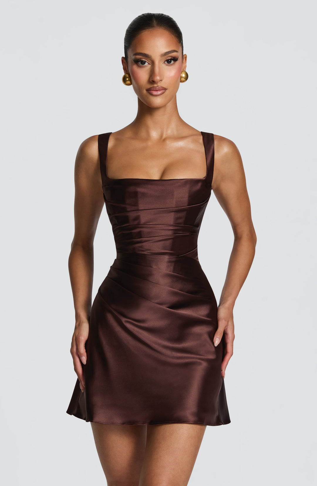 Daliayne Mini Dress in Plum Brown by Clandour, product photo 5