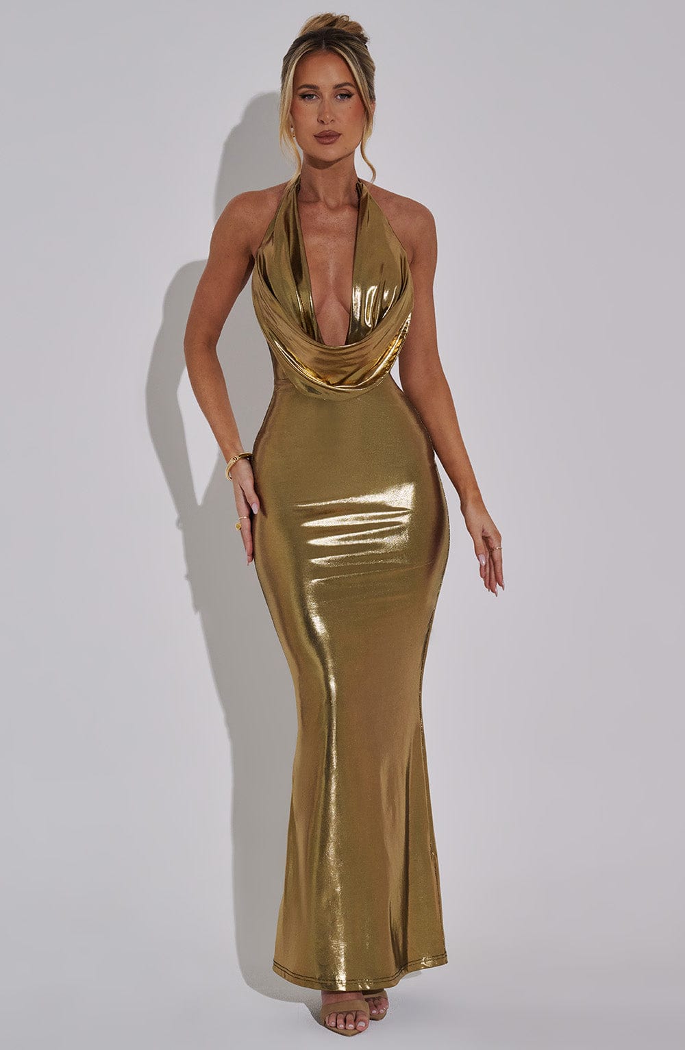 Elenanna Maxi Dress in Gold by Clandour, product photo 2