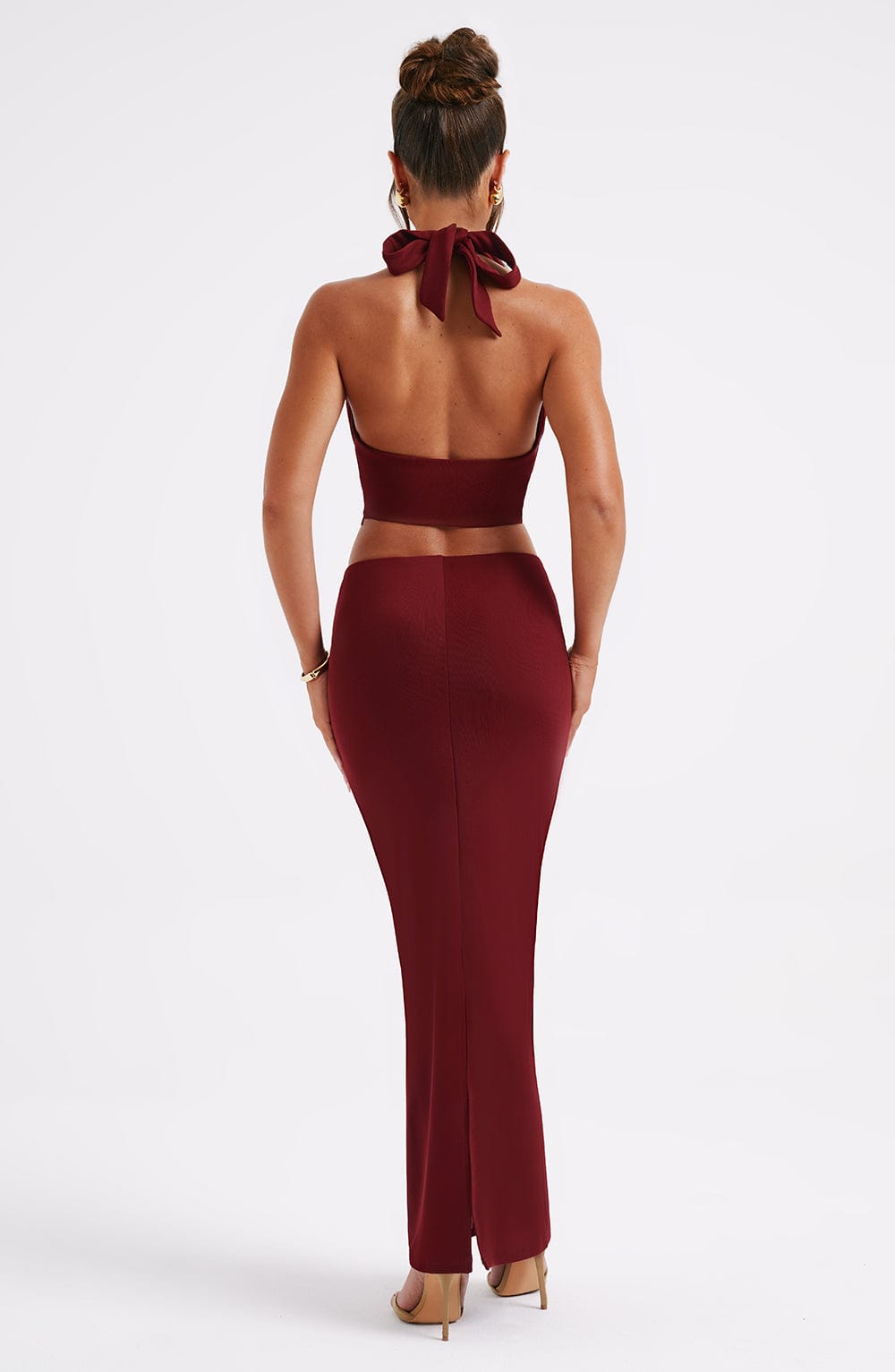 Elenanna Maxi Skirt in Burgundy by Clandour, product photo 2